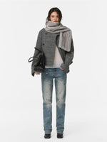 Plush Scarf Double Breasted Wool Coat