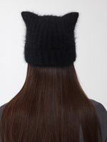 Knitted Cat-Ear Beanie with Hand-Stitched Label