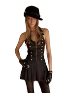 Open Back U-neck Pleated Dress