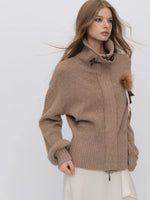 Oversized Toggle Collar Waffle Cardigan
