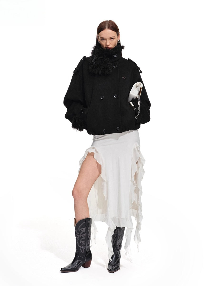 Polar Shearling Collar Wool Jacket