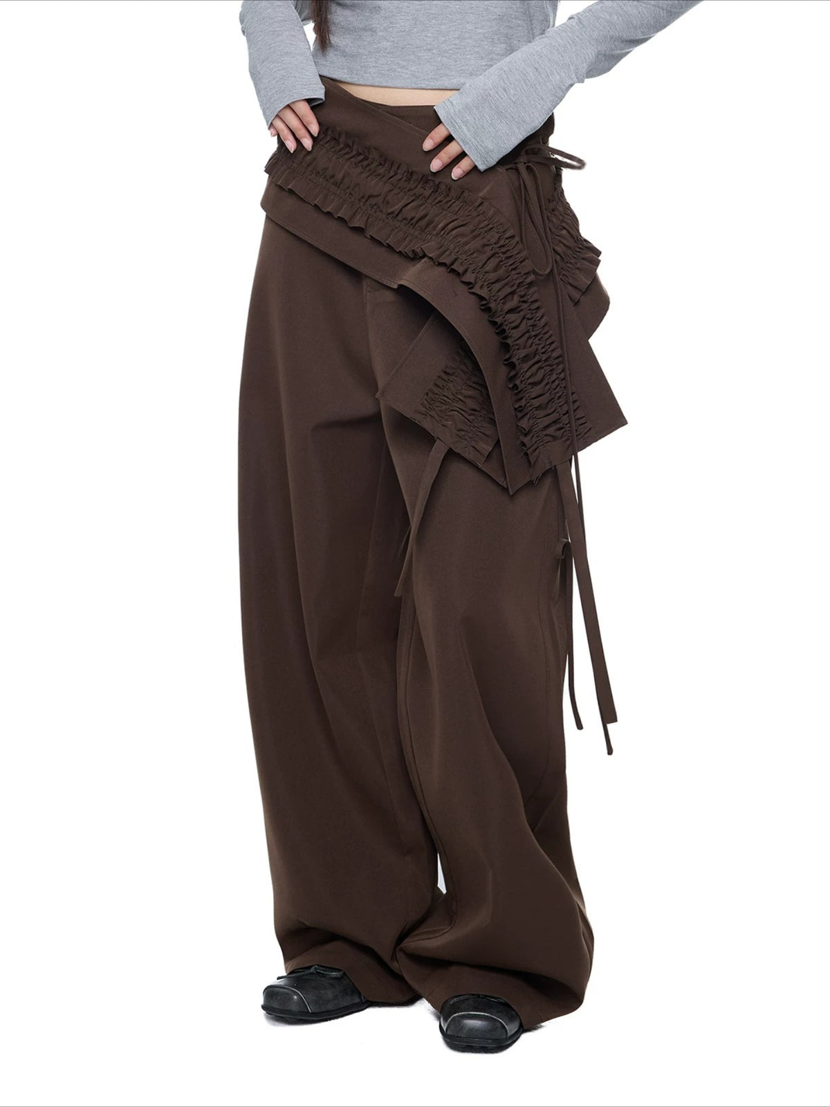 Ruffled Overlay Trousers