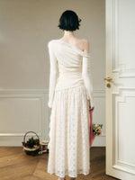 Lace Floral Asymmetrical Off-Shoulder Top & Skirt Set