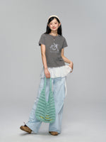 Key Print Contrast-Edge T-shirt