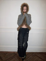 Mohair Collar Knit Shawl Cardigan