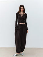 Brown Twist Top & Skirt Set