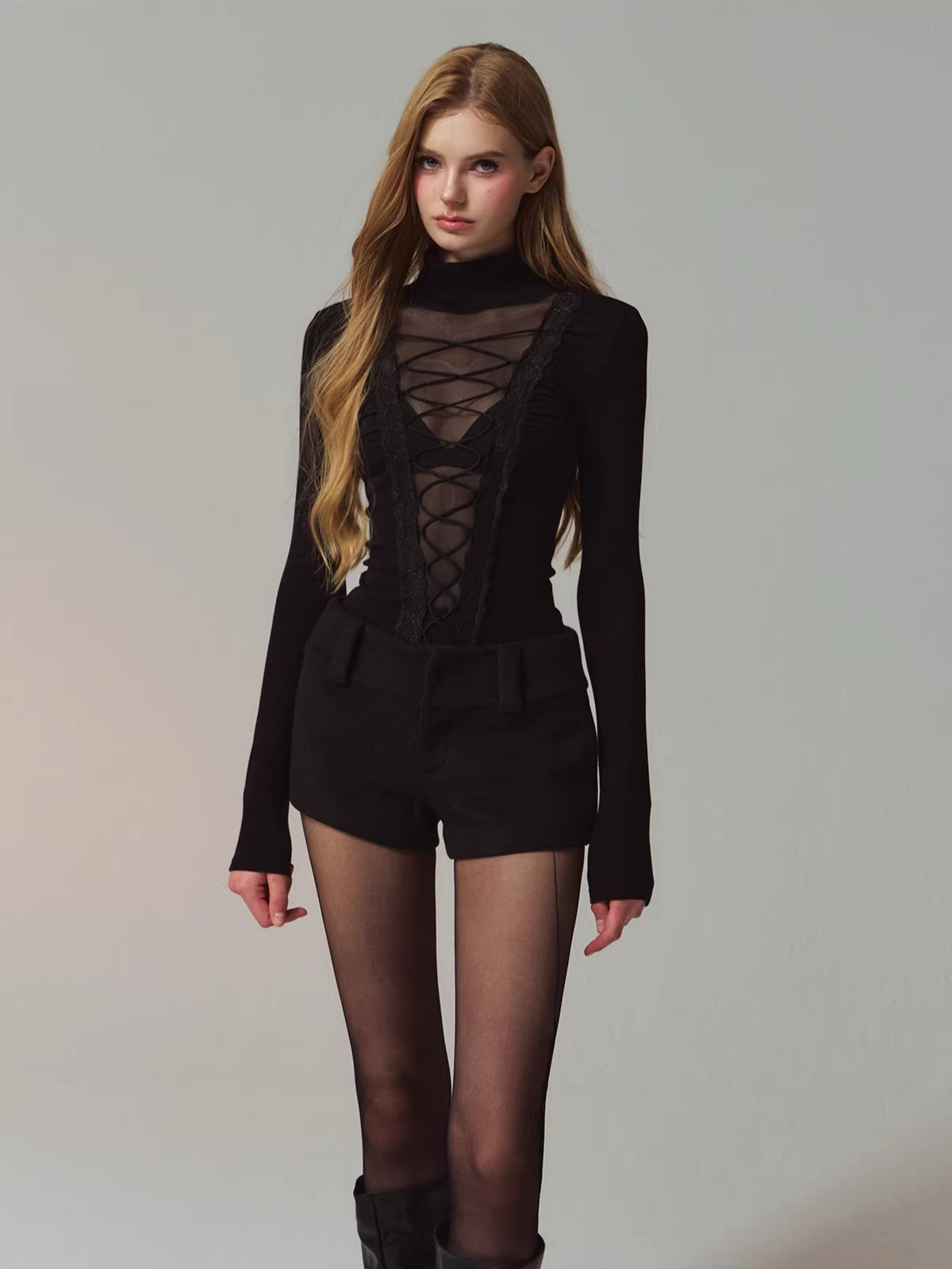 Low Rise Wool Mini Shorts