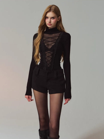 Low Rise Wool Mini Shorts