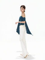White Low-Waist Flare Pants