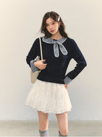 Cable Knit Checkered Sweater