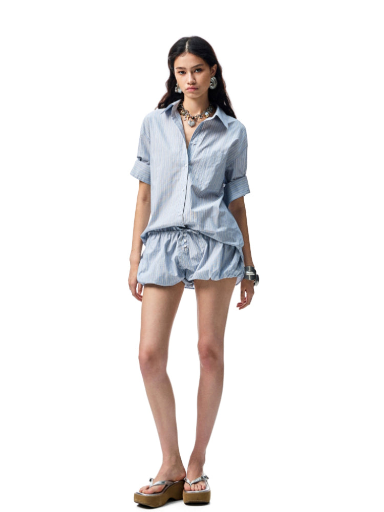 Mid Sleeve Loose-fit Shirt & Skirt Set