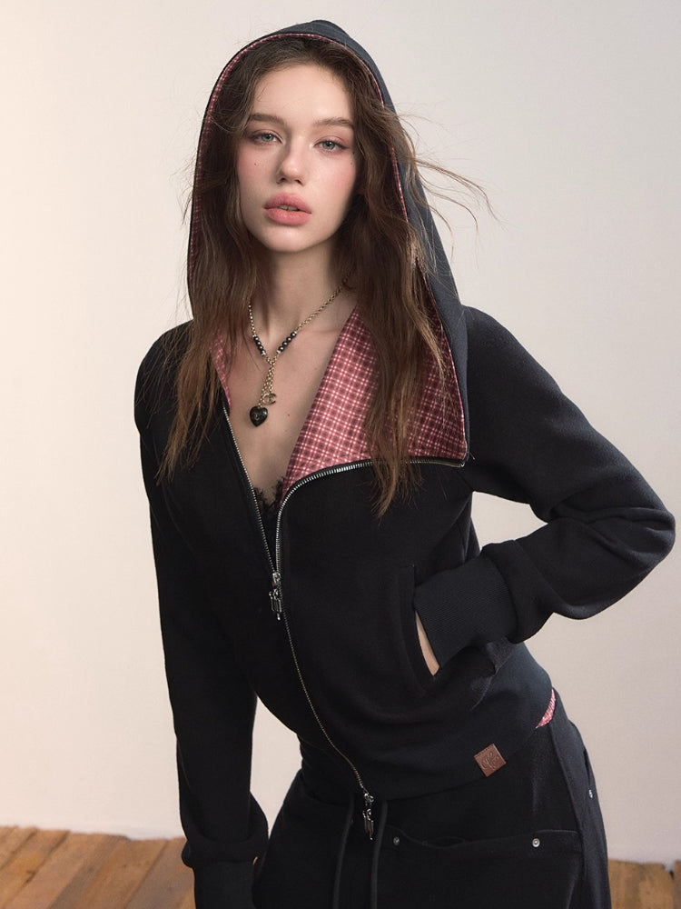 Black Short Asymmetric Hoodie