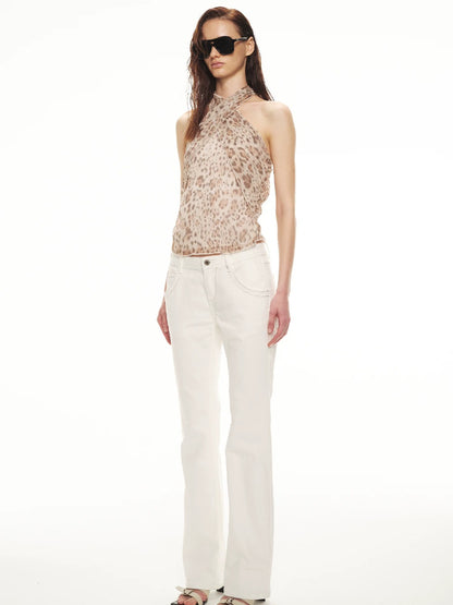 Leopard Chiffon Halter Top