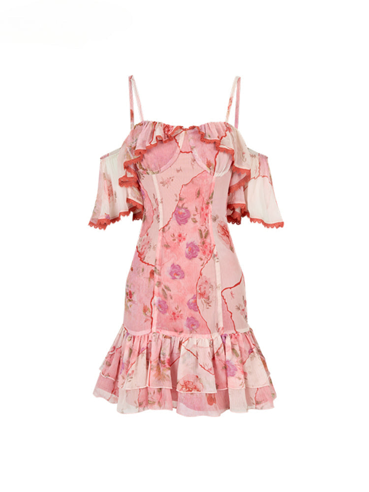 Lace Spliced Floral Dress