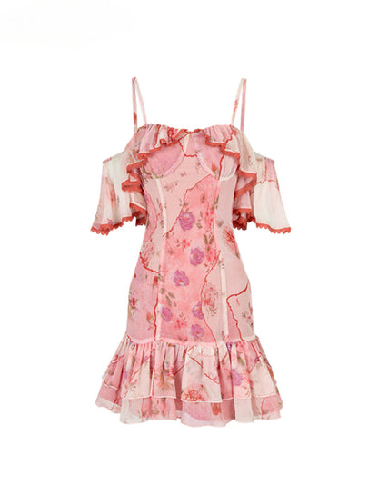 Lace Spliced Floral Dress