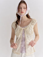 Contrast Panel Floral Eyelet Blouse