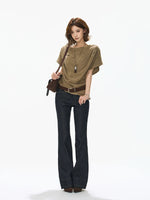 Draped Cowl Neck Batwing Wool Sweater