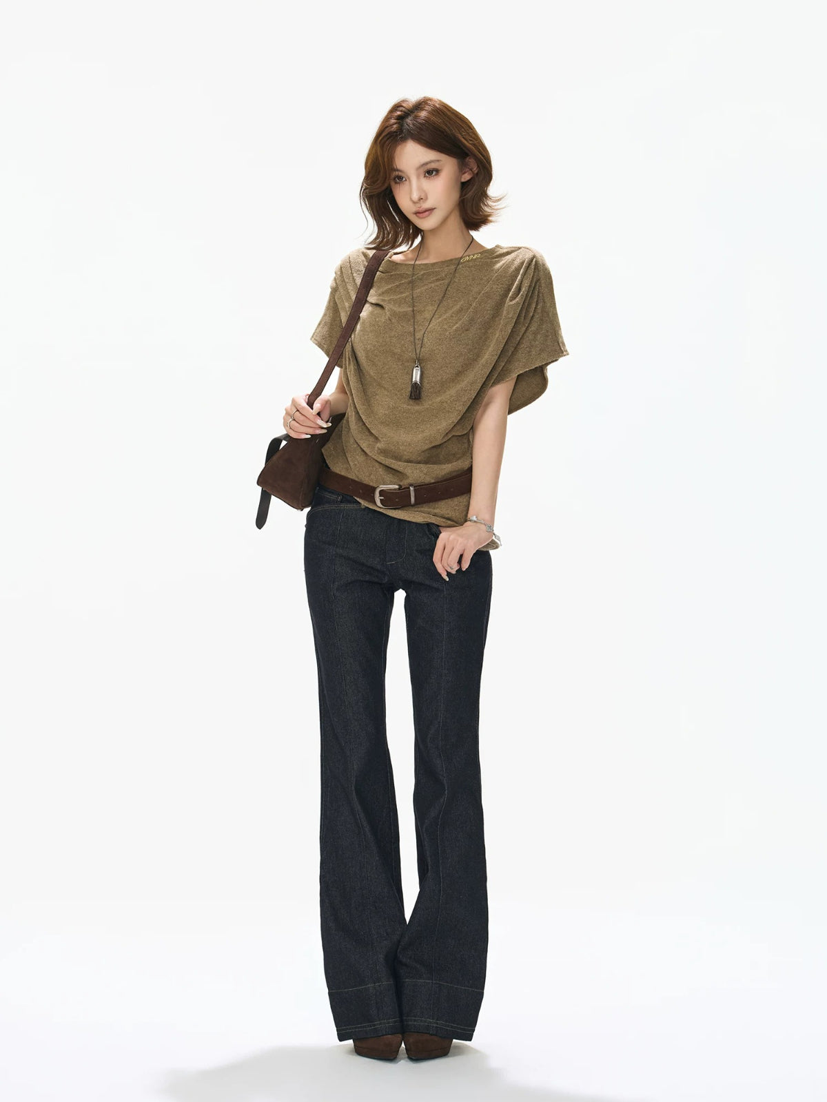 Draped Cowl Neck Batwing Wool Sweater