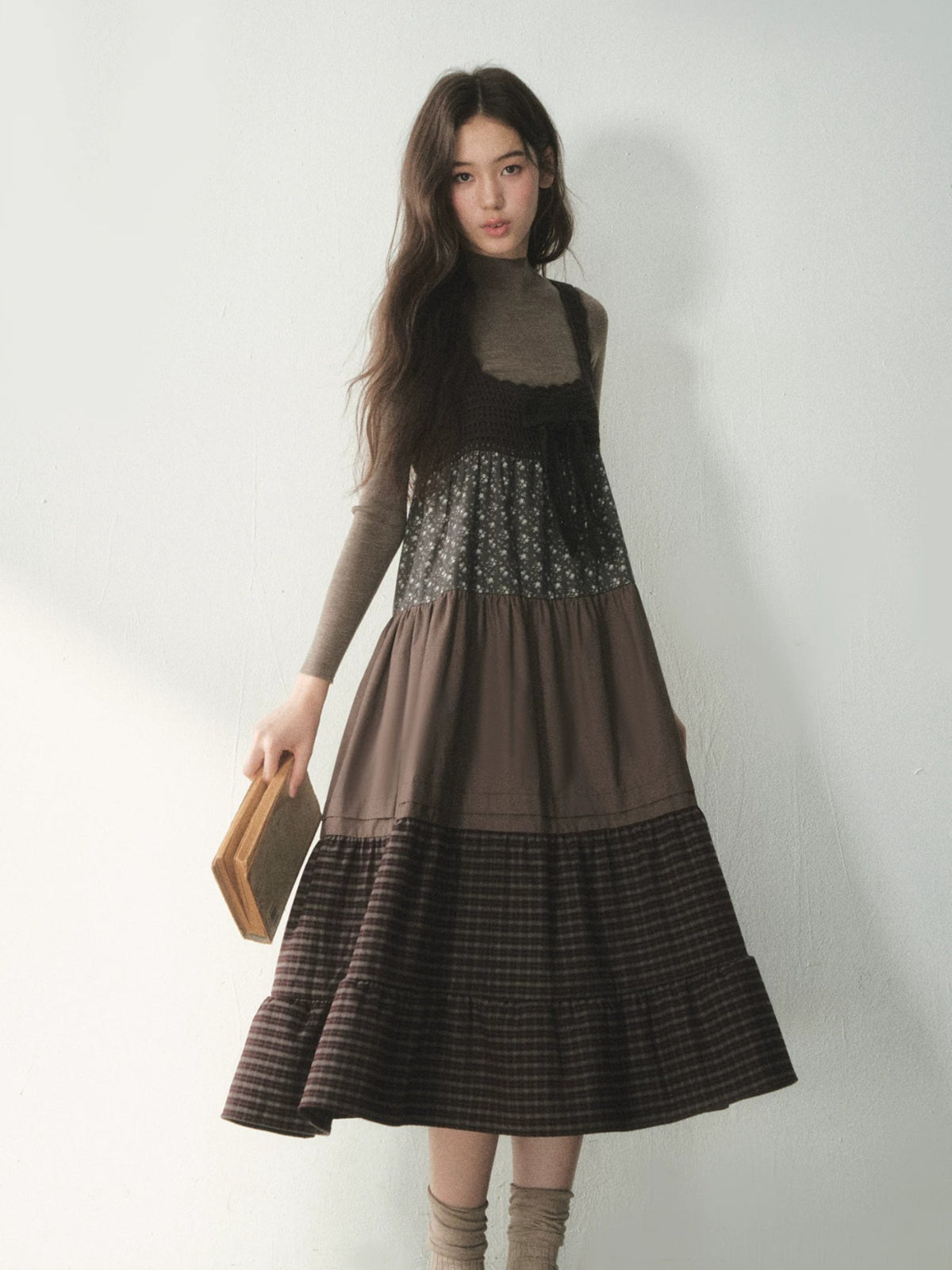 Forest Patchwork Tiered Cotton Dress