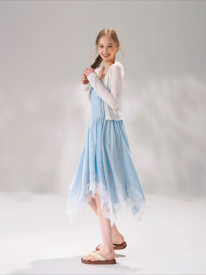 Lace Trim Tie Cardigan