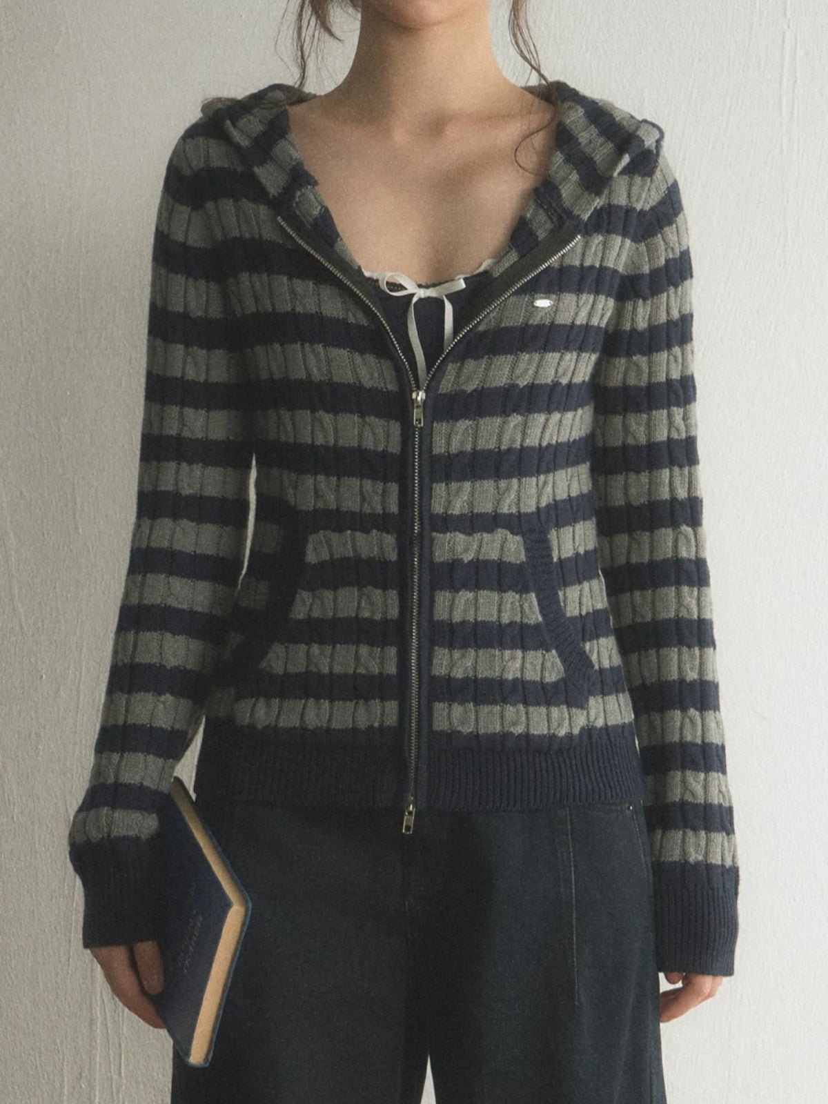 Striped Zip Cardigan