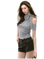 Reversible Strap Thin Knit Bustier Vest