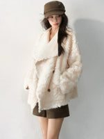 Asymmetric Collar Faux Fur Coat