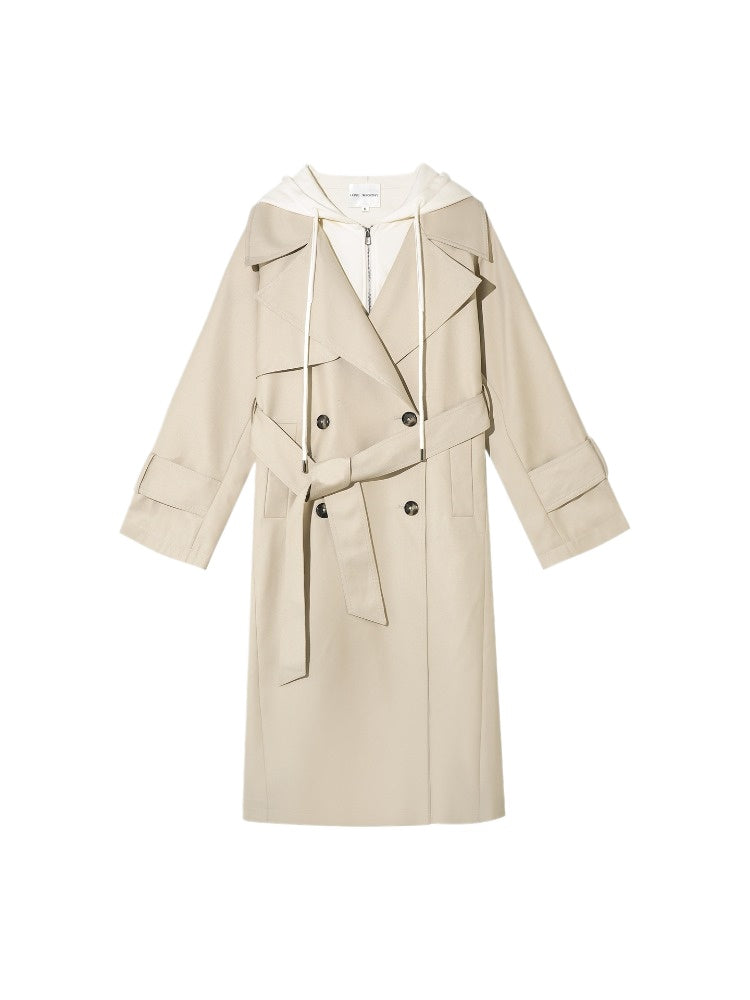 Khaki Hooded Trench Coat