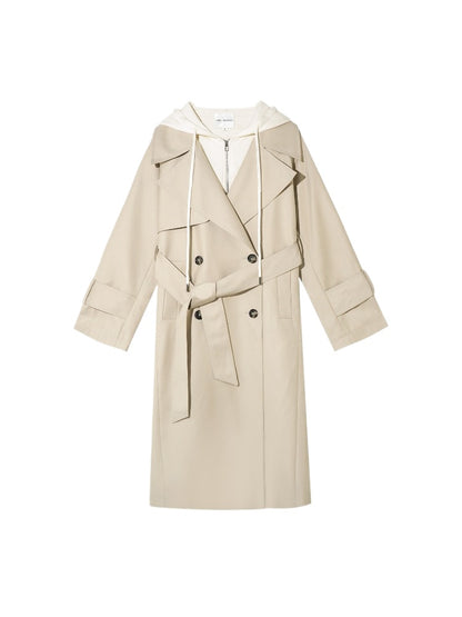 Khaki Hooded Trench Coat