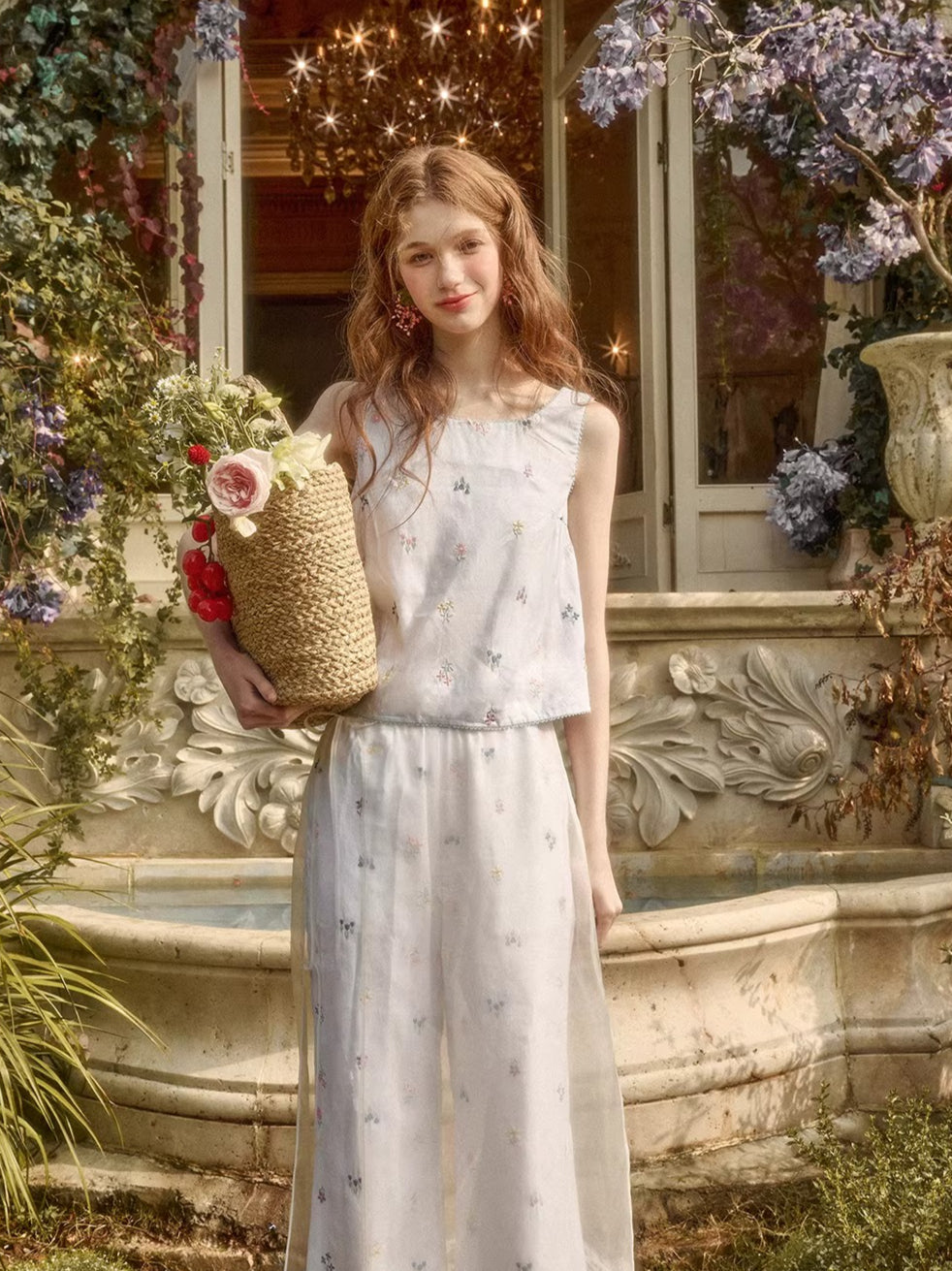 Linen Embroidered Three-Piece Set
