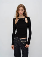 Cut-Out Rib Knit Top