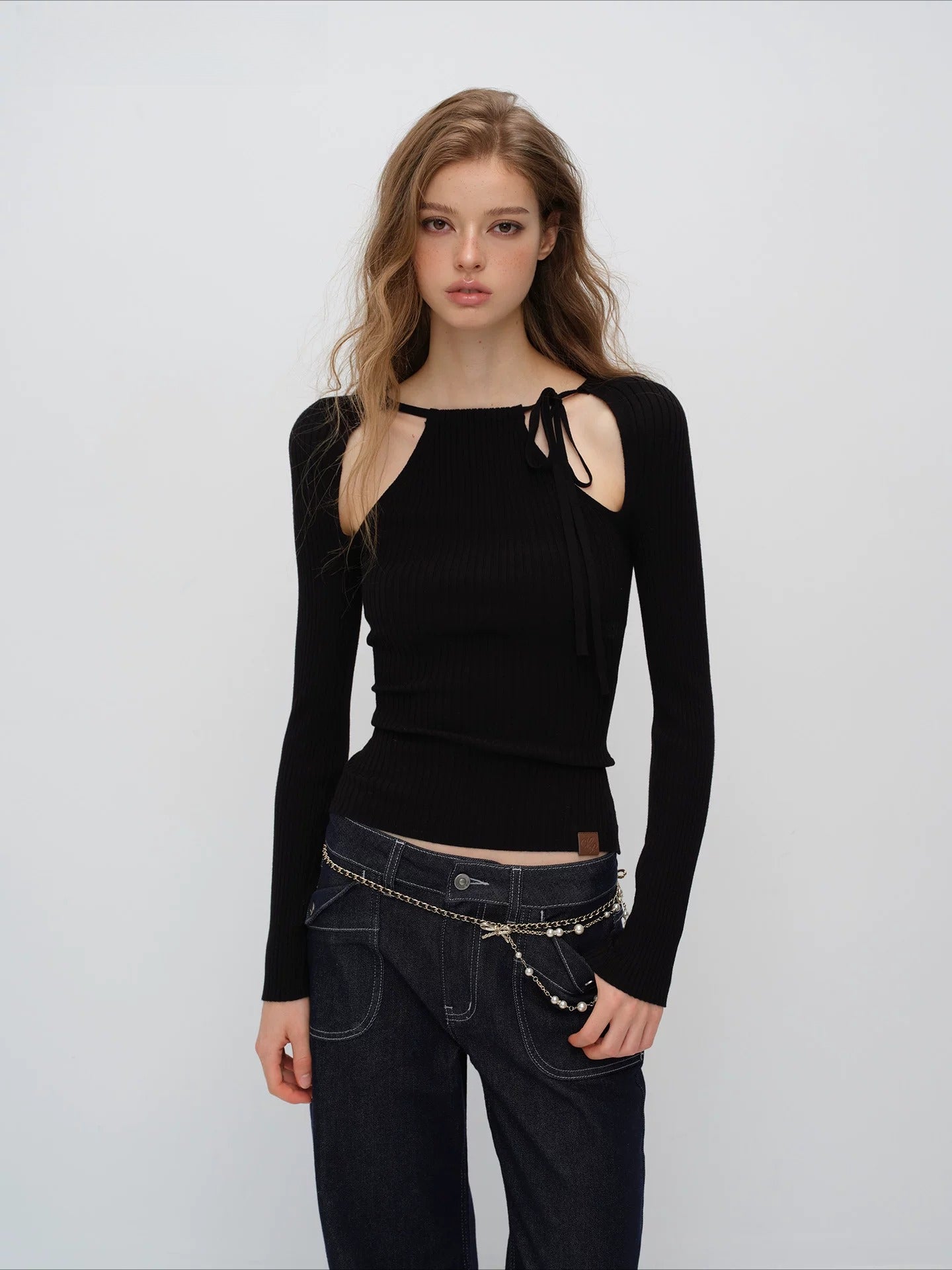 Cut-Out Rib Knit Top
