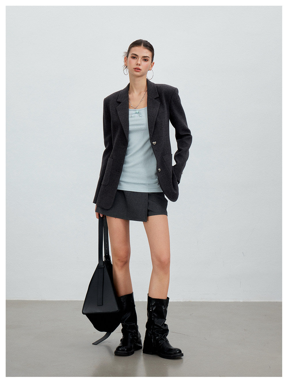 Wool Blend Tailored Blazer