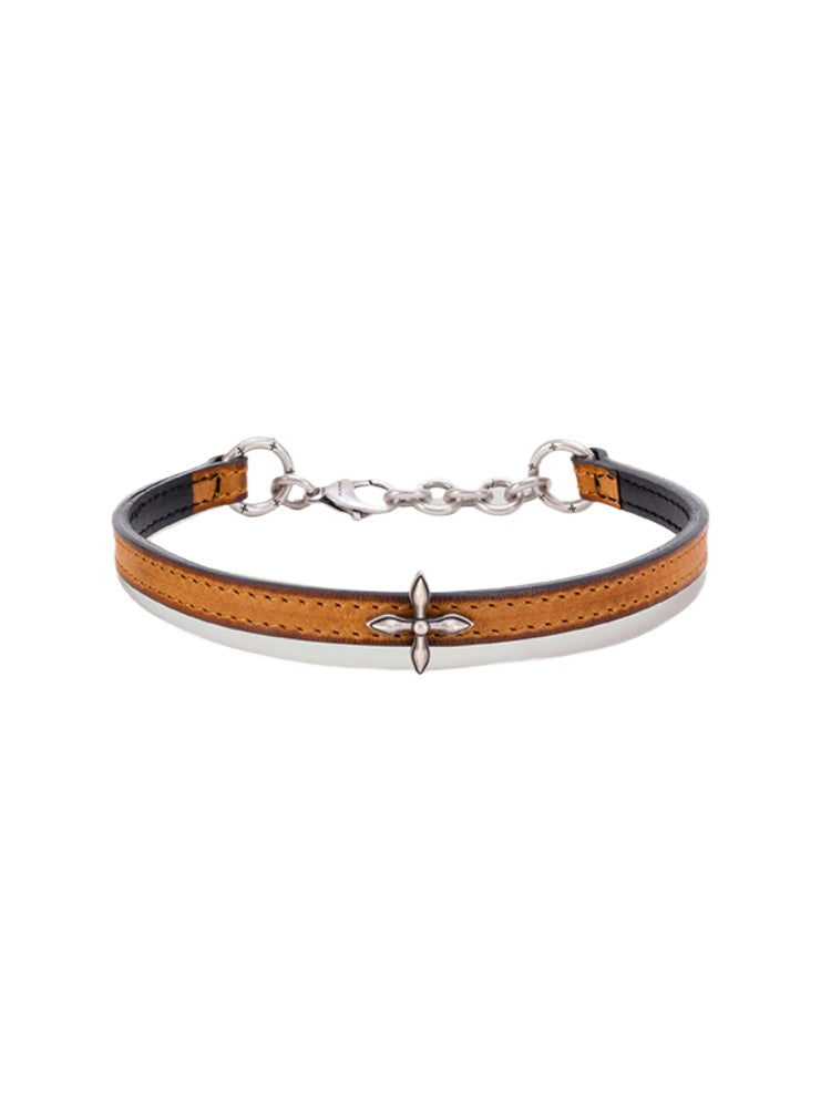 Compass Cross Leather Choker