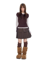 Vintage Pleated Wool Mini Skirt