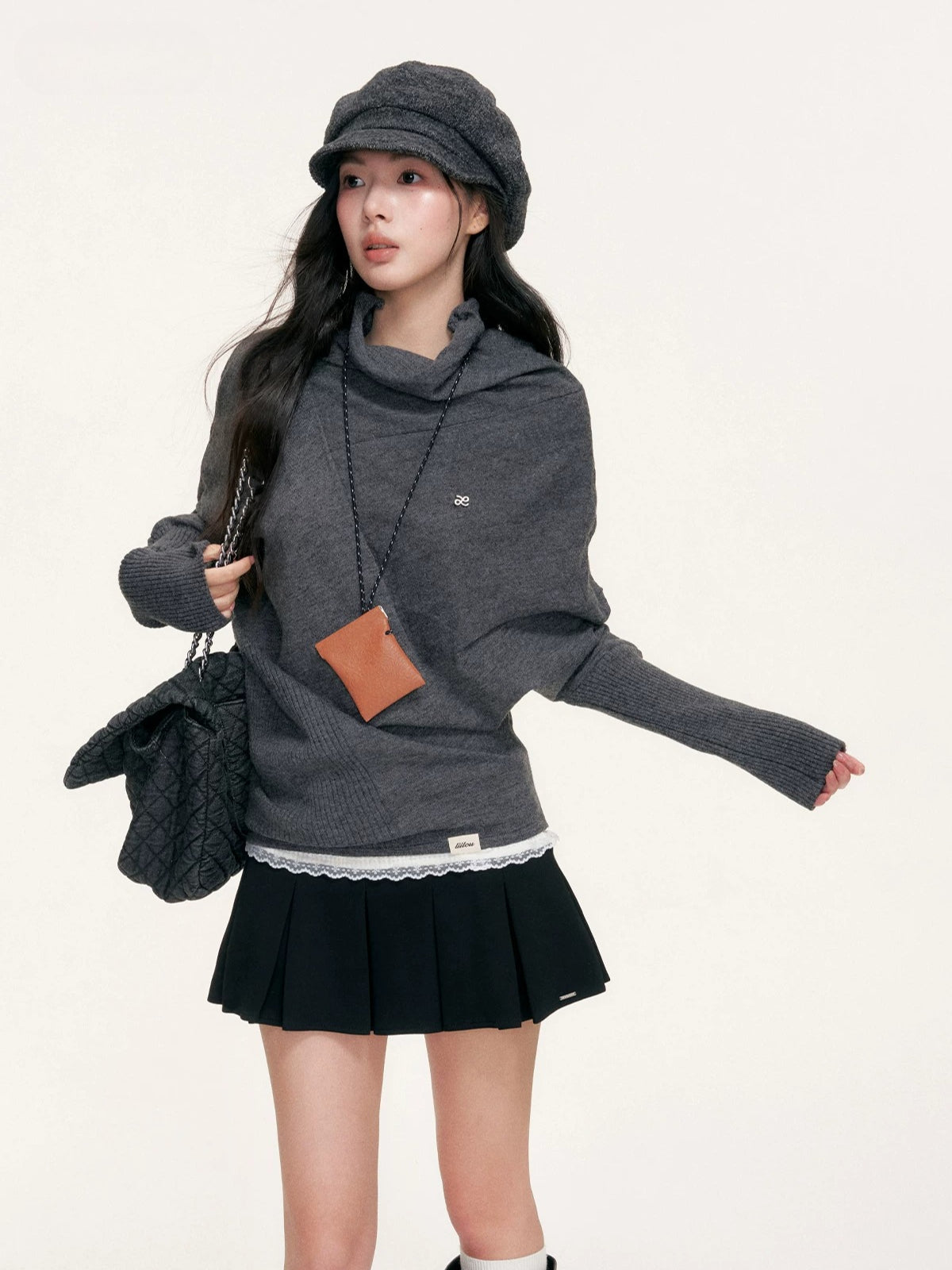 Cape Cut Turtleneck Batwing Sweater