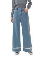 Lace Band Straight-leg Denim Jeans