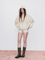 Embroidered Rhinestones Hoodie & Shorts Set