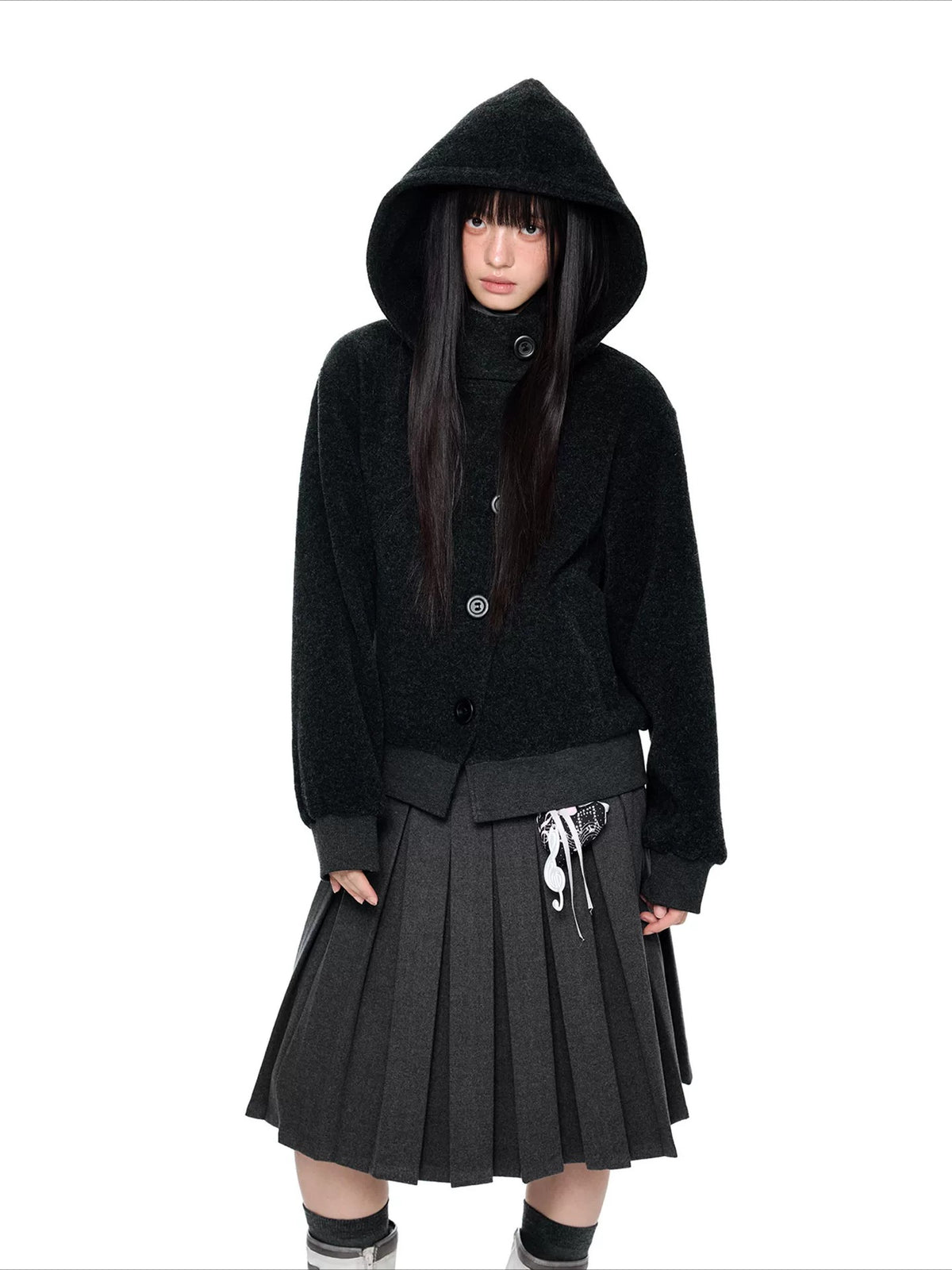 Hooded Button Jacket