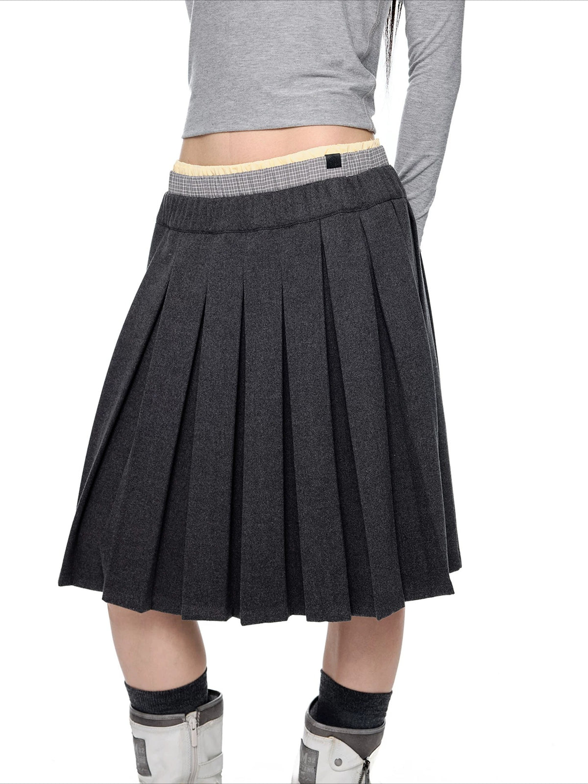 Plaid Pleated A-Line Skirt