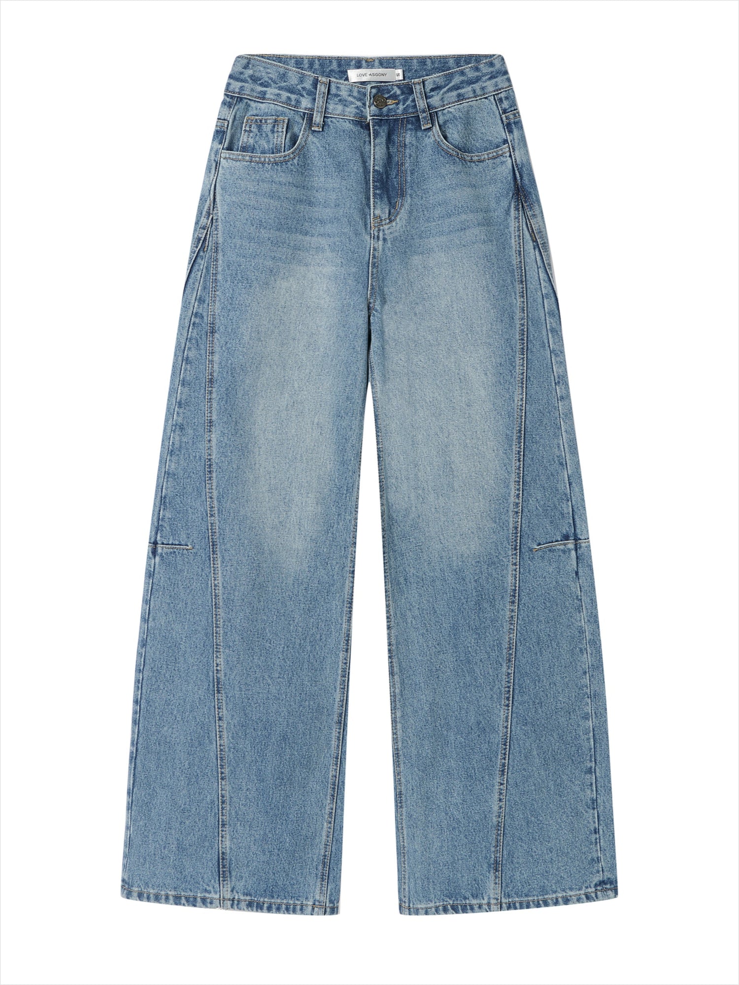 Panel Stitch Lace Patch High Waist Jeans