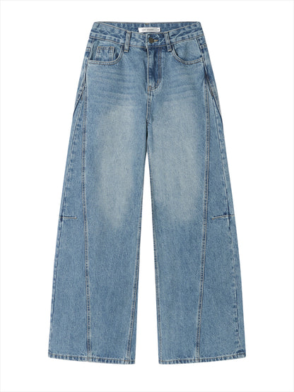 Panel Stitch Lace Patch High Waist Jeans