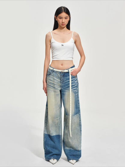 Equestrian Panel Wide-Leg Jeans