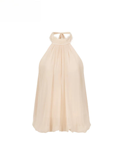 Pleated Halter Chiffon Top