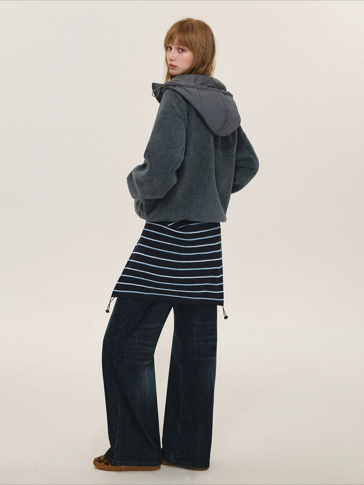 Hooded Fleece Down Vest Two-Piece Set