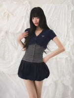 Color-Blocked Knit Two-Piece Top