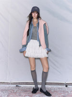 Academic Plaid Patchwork Denim Jacket