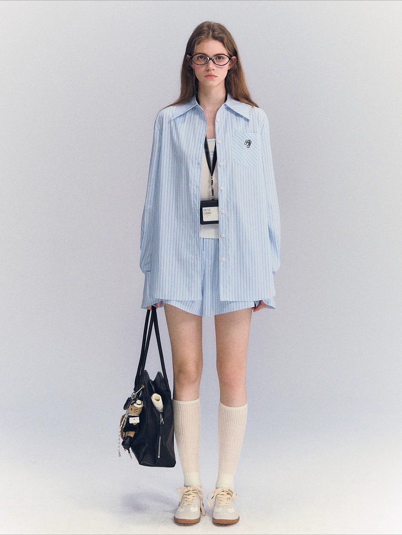 Striped Shirt Shorts Set