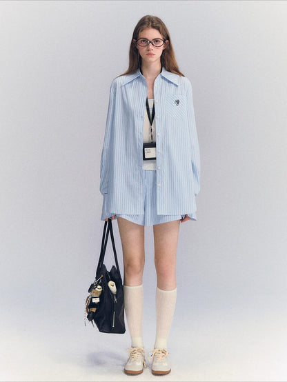 Striped Shirt Shorts Set