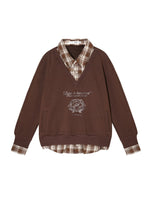 Printed Plaid Collar Sweatshirt